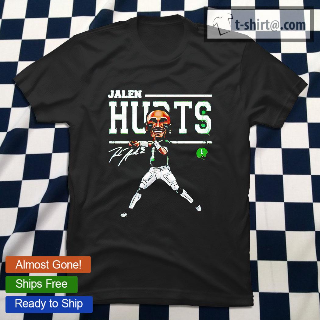 Jalen Hurts Philadelphia Eagles Cartoon Signature T-Shirt