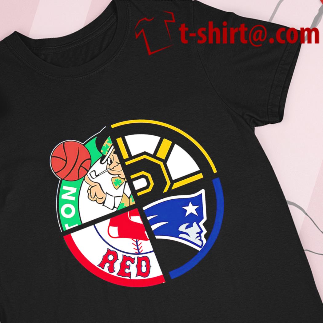 Boston Celtics Boston Bruins Boston Red Sox New England Patriots sports  quad circle logo 2023 T-shirt, hoodie, sweater, long sleeve and tank top