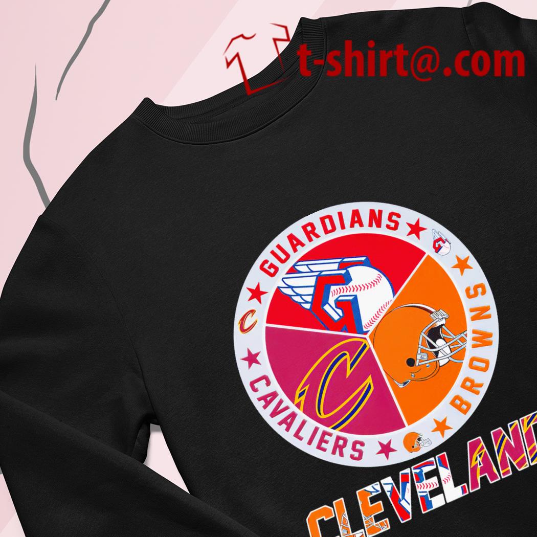 Official cleveland Browns Guardians Cavaliers 3 teams sports circle logo  shirt, hoodie, sweater, long sleeve and tank top