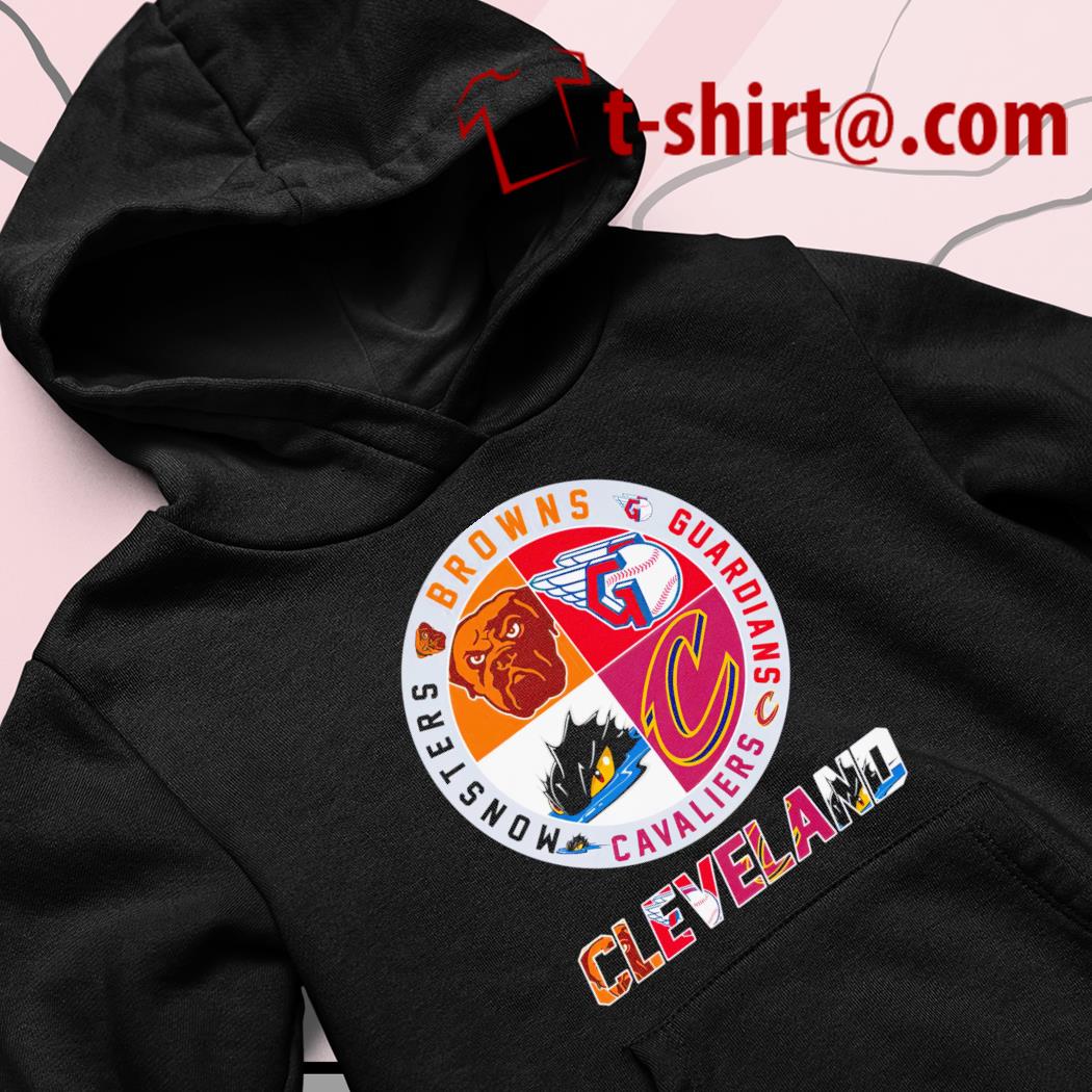 Cleveland Browns Guardians Cavaliers Monsters 4 teams sports circle logo  shirt, hoodie, sweater, long sleeve and tank top