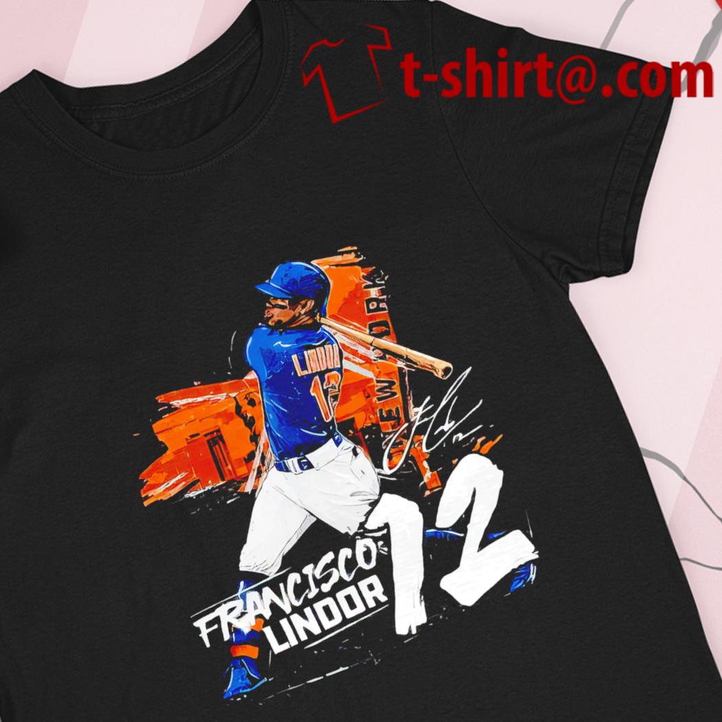 Francisco Lindor 12 New York Mets baseball player action pose signature  outline map gift shirt, hoodie, sweater, long sleeve and tank top