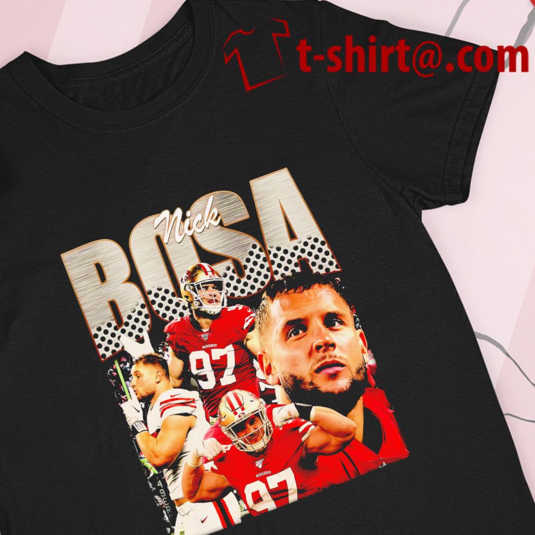 Funny nick Bosa 97 San Francisco 49ers football vintage poster shirt,  hoodie, sweater, long sleeve and tank top