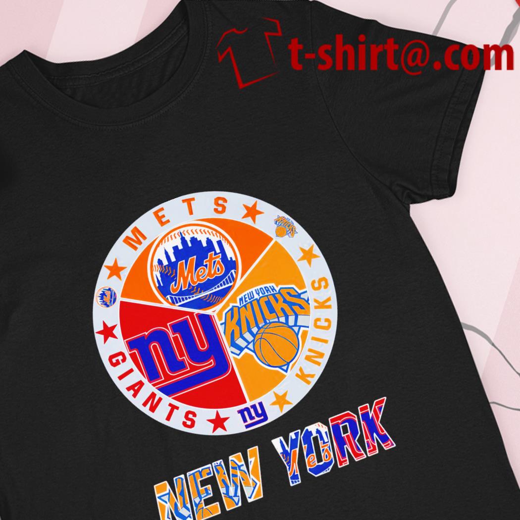 Official new York Knicks Mets Giants 3 teams sports circle logo shirt,  hoodie, sweater, long sleeve and tank top