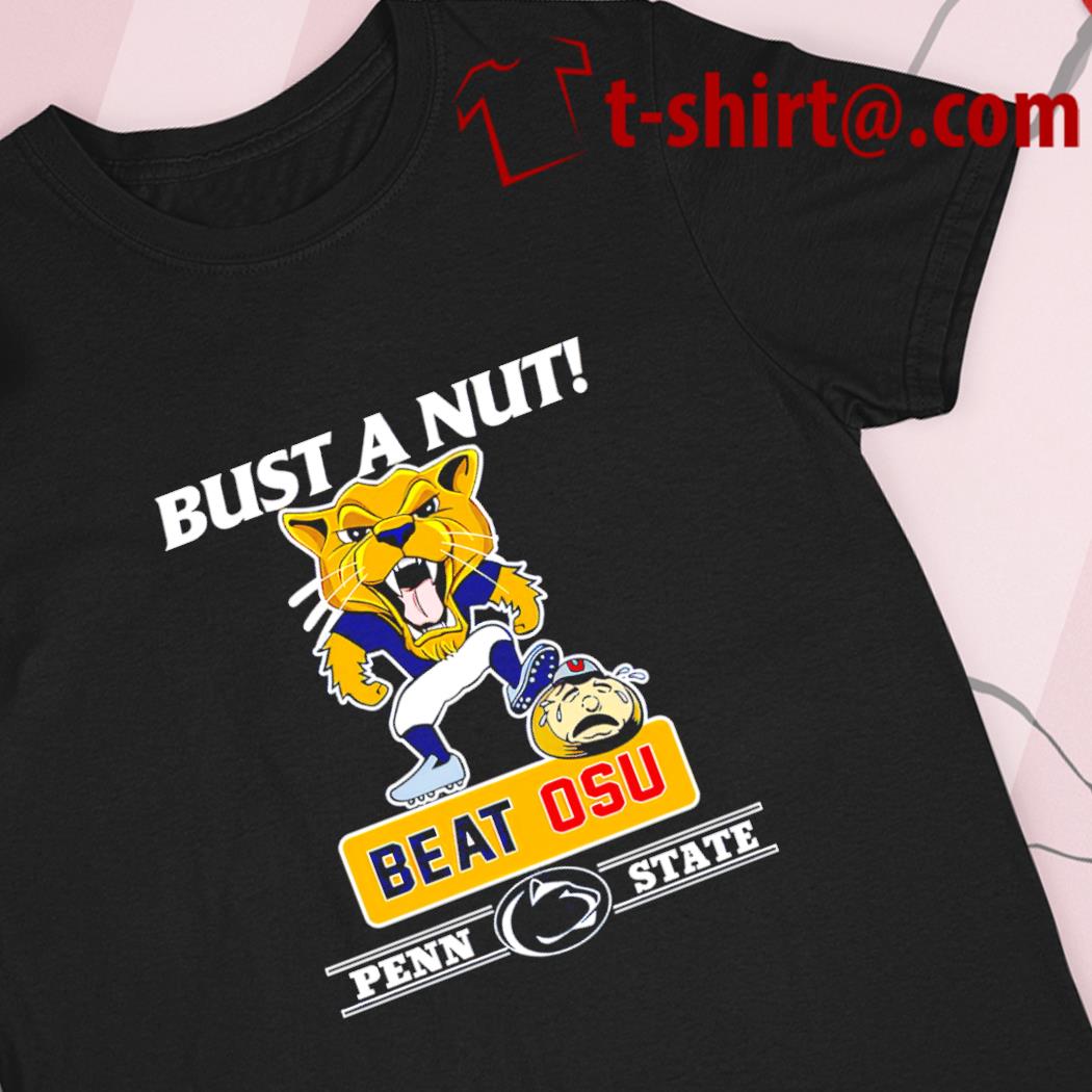 Best bust a nut beat Osu Penn State Nittany Lion over Brutus Buckeye mascot  funny shirt, hoodie, sweater, long sleeve and tank top